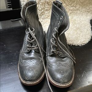 Women’s Gray Leather Brogue Boots